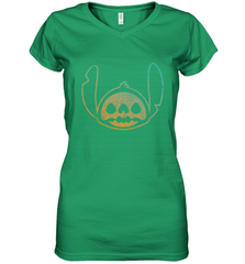 Disney Stitch Face Halloween Women's V-Neck T-Shirt Women's V-Neck T-Shirt - FordPhuMy