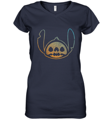 Disney Stitch Face Halloween Women's V-Neck T-Shirt Women's V-Neck T-Shirt - FordPhuMy