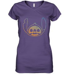 Disney Stitch Face Halloween Women's V-Neck T-Shirt Women's V-Neck T-Shirt - FordPhuMy