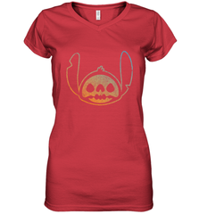 Disney Stitch Face Halloween Women's V-Neck T-Shirt Women's V-Neck T-Shirt - FordPhuMy