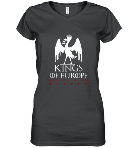 Kings of Europe Never Give Up 2019 Liverpool Women's V-Neck T-Shirt Women's V-Neck T-Shirt / Black / S Women's V-Neck T-Shirt - FordPhuMy