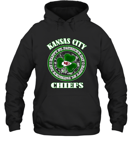 NFL Kansas City Chiefs Logo Happy St Patrick's Day Hooded Sweatshirt Hooded Sweatshirt / Black / S Hooded Sweatshirt - FordPhuMy