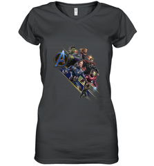 Marvel Avengers Endgame Action Pose Logo Women's V-Neck T-Shirt Women's V-Neck T-Shirt - FordPhuMy