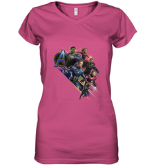 Marvel Avengers Endgame Action Pose Logo Women's V-Neck T-Shirt Women's V-Neck T-Shirt - FordPhuMy