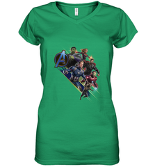 Marvel Avengers Endgame Action Pose Logo Women's V-Neck T-Shirt Women's V-Neck T-Shirt - FordPhuMy