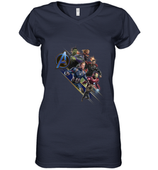 Marvel Avengers Endgame Action Pose Logo Women's V-Neck T-Shirt Women's V-Neck T-Shirt - FordPhuMy