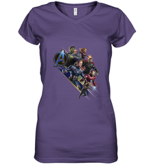 Marvel Avengers Endgame Action Pose Logo Women's V-Neck T-Shirt Women's V-Neck T-Shirt - FordPhuMy