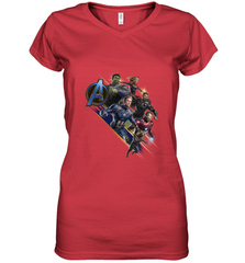 Marvel Avengers Endgame Action Pose Logo Women's V-Neck T-Shirt Women's V-Neck T-Shirt - FordPhuMy