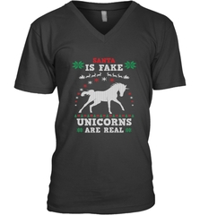 Santa Is Fake Unicorns Are Real Cute Ugly Christmas Sweater Men's V-Neck Men's V-Neck - FordPhuMy