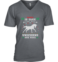 Santa Is Fake Unicorns Are Real Cute Ugly Christmas Sweater Men's V-Neck Men's V-Neck - FordPhuMy