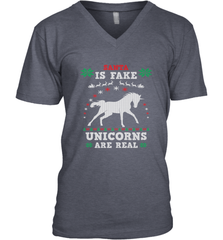 Santa Is Fake Unicorns Are Real Cute Ugly Christmas Sweater Men's V-Neck Men's V-Neck - FordPhuMy