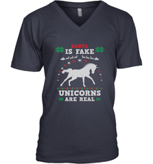 Santa Is Fake Unicorns Are Real Cute Ugly Christmas Sweater Men's V-Neck Men's V-Neck - FordPhuMy