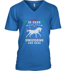 Santa Is Fake Unicorns Are Real Cute Ugly Christmas Sweater Men's V-Neck Men's V-Neck - FordPhuMy