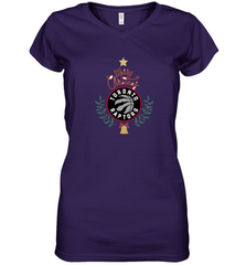 NBA Toronto Raptors Logo merry Christmas gilf Women's V-Neck T-Shirt Women's V-Neck T-Shirt - FordPhuMy