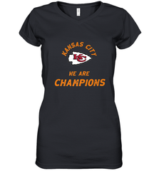 KC Kansas City Tribal Arrowhead we are Champions Women's V-Neck T-Shirt Women's V-Neck T-Shirt - FordPhuMy