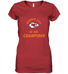 KC Kansas City Tribal Arrowhead we are Champions Women's V-Neck T-Shirt Women's V-Neck T-Shirt - FordPhuMy