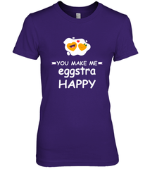 You Make Me Eggstra happy,Funny Valentine His and Her Couple Women's Premium T-Shirt Women's Premium T-Shirt - FordPhuMy