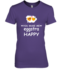 You Make Me Eggstra happy,Funny Valentine His and Her Couple Women's Premium T-Shirt Women's Premium T-Shirt - FordPhuMy