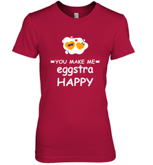You Make Me Eggstra happy,Funny Valentine His and Her Couple Women's Premium T-Shirt Women's Premium T-Shirt - FordPhuMy