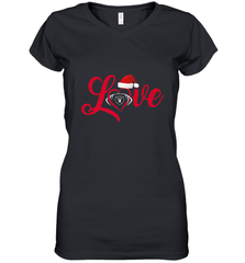 NFL Oakland Raiders Logo Christmas Santa Hat Love Heart Football Team Women's V-Neck T-Shirt Women's V-Neck T-Shirt - FordPhuMy