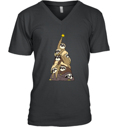 Merry Christmas Merry Slothmas Sloth Christmas Tree Xmas Men's V-Neck