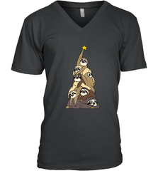 Merry Christmas Merry Slothmas Sloth Christmas Tree Xmas Men's V-Neck Men's V-Neck - FordPhuMy