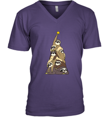Merry Christmas Merry Slothmas Sloth Christmas Tree Xmas Men's V-Neck Men's V-Neck - FordPhuMy