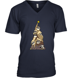 Merry Christmas Merry Slothmas Sloth Christmas Tree Xmas Men's V-Neck