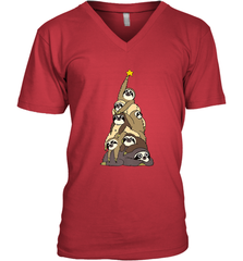 Merry Christmas Merry Slothmas Sloth Christmas Tree Xmas Men's V-Neck Men's V-Neck - FordPhuMy