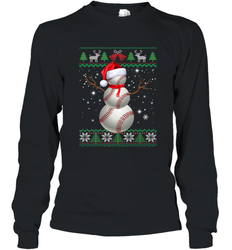 Baseball Snowman Ugly Christmas Ball Santa Pajama Xmas Gifts Long Sleeve T-Shirt