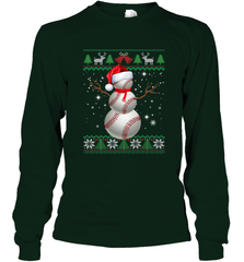 Baseball Snowman Ugly Christmas Ball Santa Pajama Xmas Gifts Long Sleeve T-Shirt Long Sleeve T-Shirt - FordPhuMy