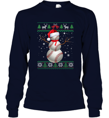 Baseball Snowman Ugly Christmas Ball Santa Pajama Xmas Gifts Long Sleeve T-Shirt Long Sleeve T-Shirt - FordPhuMy