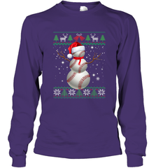 Baseball Snowman Ugly Christmas Ball Santa Pajama Xmas Gifts Long Sleeve T-Shirt Long Sleeve T-Shirt - FordPhuMy