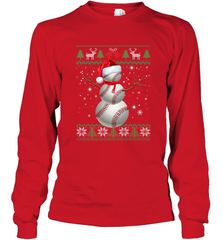 Baseball Snowman Ugly Christmas Ball Santa Pajama Xmas Gifts Long Sleeve T-Shirt Long Sleeve T-Shirt - FordPhuMy