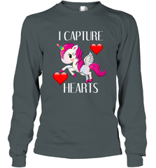 Girls Valentine's Day Unicorn I Capture Hearts Kids Gift Long Sleeve T-Shirt Long Sleeve T-Shirt - FordPhuMy