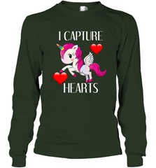 Girls Valentine's Day Unicorn I Capture Hearts Kids Gift Long Sleeve T-Shirt Long Sleeve T-Shirt - FordPhuMy