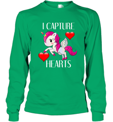 Girls Valentine's Day Unicorn I Capture Hearts Kids Gift Long Sleeve T-Shirt Long Sleeve T-Shirt - FordPhuMy
