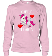 Girls Valentine's Day Unicorn I Capture Hearts Kids Gift Long Sleeve T-Shirt Long Sleeve T-Shirt - FordPhuMy