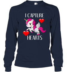 Girls Valentine's Day Unicorn I Capture Hearts Kids Gift Long Sleeve T-Shirt Long Sleeve T-Shirt - FordPhuMy
