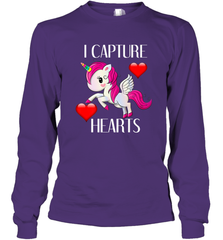 Girls Valentine's Day Unicorn I Capture Hearts Kids Gift Long Sleeve T-Shirt Long Sleeve T-Shirt - FordPhuMy