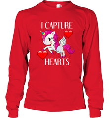 Girls Valentine's Day Unicorn I Capture Hearts Kids Gift Long Sleeve T-Shirt Long Sleeve T-Shirt - FordPhuMy
