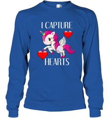 Girls Valentine's Day Unicorn I Capture Hearts Kids Gift Long Sleeve T-Shirt Long Sleeve T-Shirt - FordPhuMy