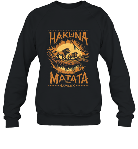 Disney The Lion King Live Action Hakuna Matata Sunset Poster Crewneck Sweatshirt Crewneck Sweatshirt / Black / S Crewneck Sweatshirt - FordPhuMy