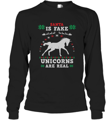 Santa Is Fake Unicorns Are Real Cute Ugly Christmas Sweater Long Sleeve T-Shirt Long Sleeve T-Shirt - FordPhuMy