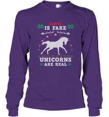 Santa Is Fake Unicorns Are Real Cute Ugly Christmas Sweater Long Sleeve T-Shirt Long Sleeve T-Shirt - FordPhuMy