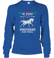 Santa Is Fake Unicorns Are Real Cute Ugly Christmas Sweater Long Sleeve T-Shirt Long Sleeve T-Shirt - FordPhuMy