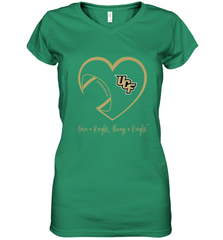 UCF Knights Football Inside Heart  Team  Apparel Women's V-Neck T-Shirt Women's V-Neck T-Shirt - FordPhuMy
