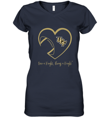 UCF Knights Football Inside Heart  Team  Apparel Women's V-Neck T-Shirt Women's V-Neck T-Shirt - FordPhuMy