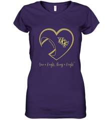 UCF Knights Football Inside Heart  Team  Apparel Women's V-Neck T-Shirt Women's V-Neck T-Shirt - FordPhuMy