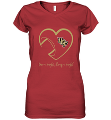 UCF Knights Football Inside Heart  Team  Apparel Women's V-Neck T-Shirt Women's V-Neck T-Shirt - FordPhuMy